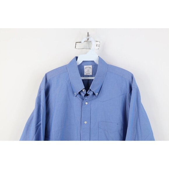 Vtg 90s Brooks Brothers Mens 17 34/35 Distressed Cotton Button Down Shirt OCBD - Picture 2 of 16